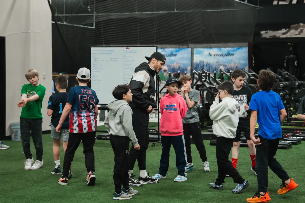 Youth players lining up for a drill at GMT